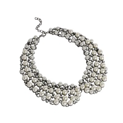 Sohi Women's Pearl White The Collar Statement Necklace