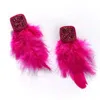 Sohi Women's Pink Beaded Feather Drop Earrings In Brown