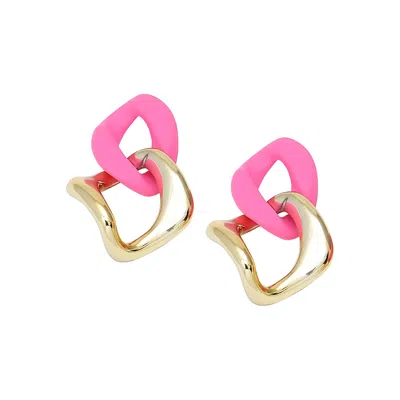 Sohi Women's Pink Chainlink Drop Earrings