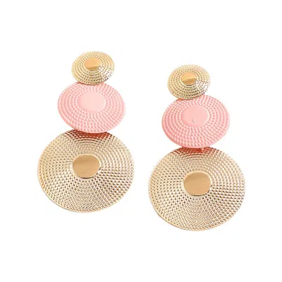 Sohi Women's Pink Circular Drop Earrings