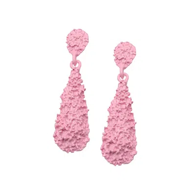 Sohi Women's Pink Corroded Drop Earrings