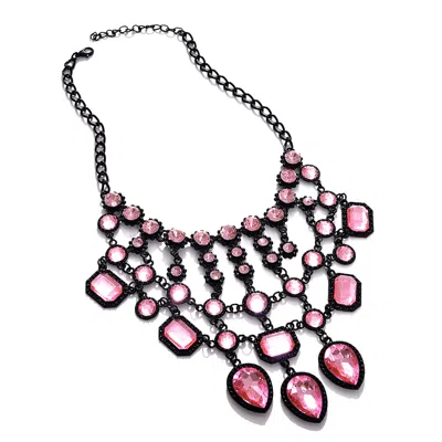 Sohi Women's Pink Crystal Statement Necklace