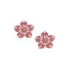Sohi Women's Pink Embellished Flower Stud Earrings