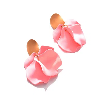 Sohi Women's Pink Flora Drop Earrings