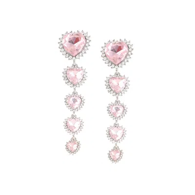 Sohi Women's Pink Heart Drop Earrings