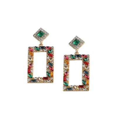 Sohi Women's Pink Regal Drop Earrings In Green