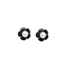 Sohi Women's Pink Snowball Flower Stud Earrings In Black