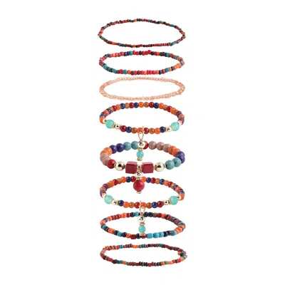 Sohi Women's Red Beaded Multi-layer Bracelet