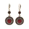 Sohi Women's Red Circular Drop Earrings