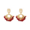 Sohi Women Red Drop Earrings In Red