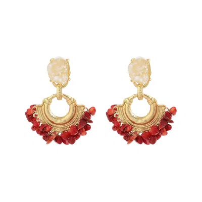 Sohi Women Red Drop Earrings