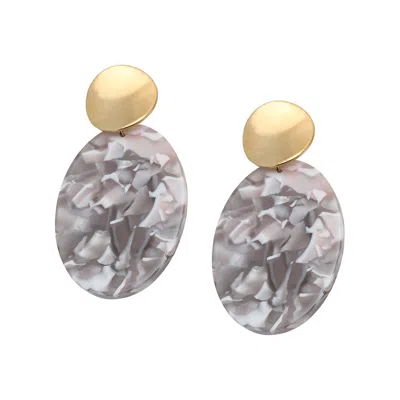 Sohi Women's Red Marble Drop Earrings In Gold
