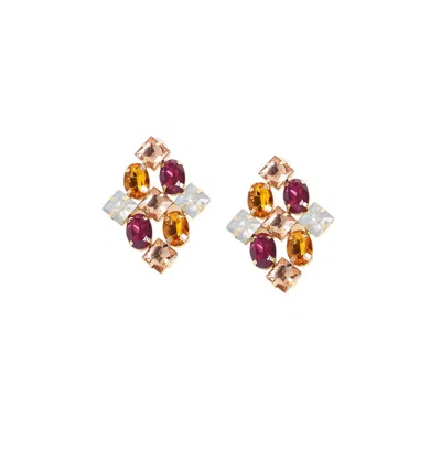 Sohi Women's Regal Drop Earrings In Red