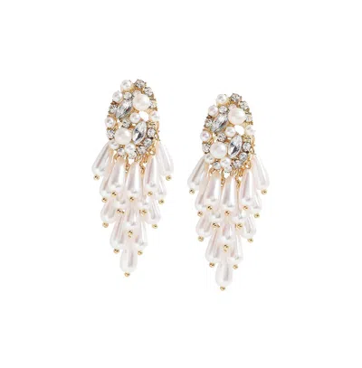 Sohi Women's Regal Drop Earrings In White