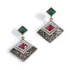 Sohi Multi Color Gold Plated Designer Stone Drop Earring For Women's In Multi