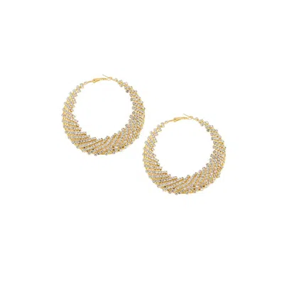 Sohi Women's Ribbed Bling Hoop Earrings In Silver