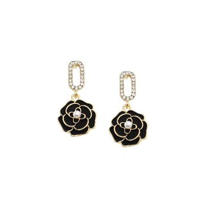 Sohi Women's Rose Drop Earrings In Black