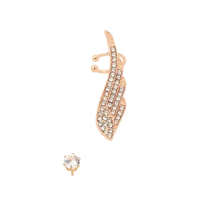 Sohi Women's Rose Gold The Bling Wing Cuff Earrings