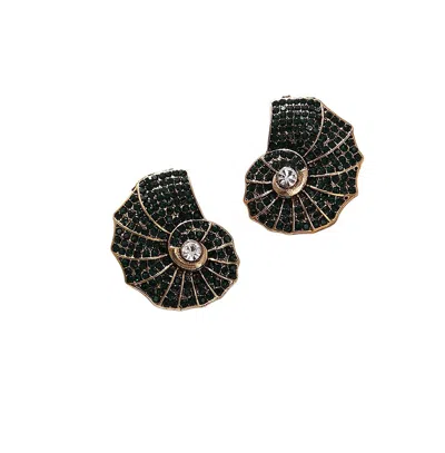 Sohi Women's Shell Drop Earrings In Green