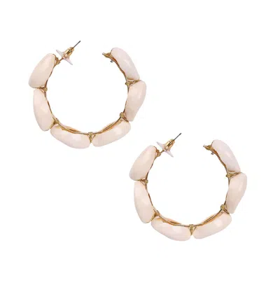 Sohi Women's Shell Hoop Earrings In White