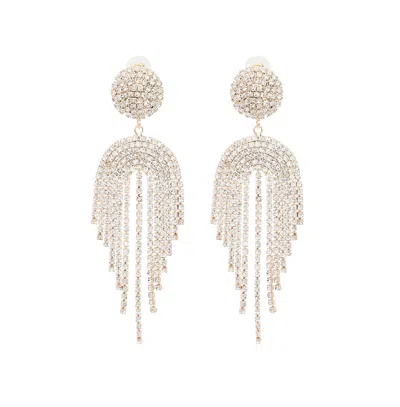 Sohi Women's Silver Bling Cluster Drop Earrings