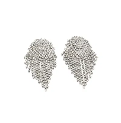 Sohi Women's Silver Bling Cluster Drop Earrings In Metallic