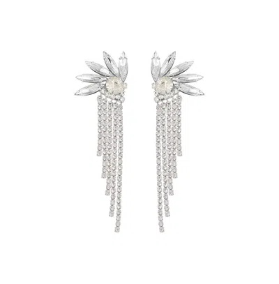 Sohi Women's Silver Bling Drop Earrings