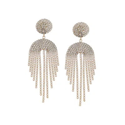 Sohi Women's Silver Bling Drop Earrings