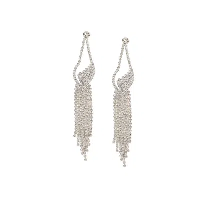 Sohi Women's Silver Bling Drop Earrings