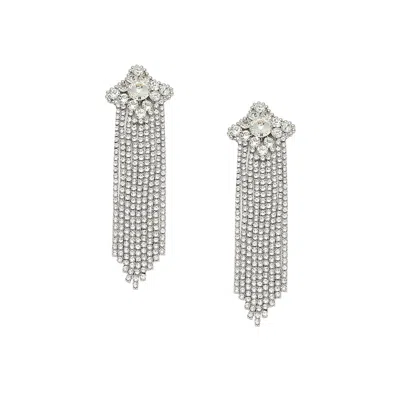 Sohi Women's Silver Bling Drop Earrings