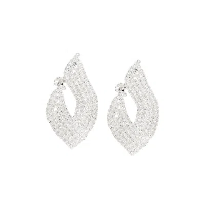 Sohi Women's Silver Bling Rhombus Drop Earrings In Metallic