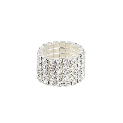 SOHI WOMEN'S SILVER BLING STRAND BAND RING