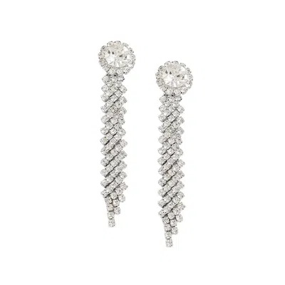SOHI WOMEN'S SILVER CIRCULAR BLING DROP EARRINGS