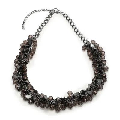 Sohi Women's Silver Cluster Collar Neckalce In Black