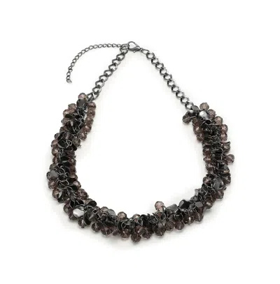Sohi Women's Silver Cluster Collar Necklace In Black