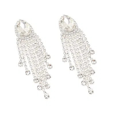Sohi Women Silver Coloured Drop Earrings
