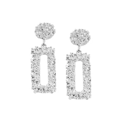 Sohi Women Silver Coloured Drop Earrings