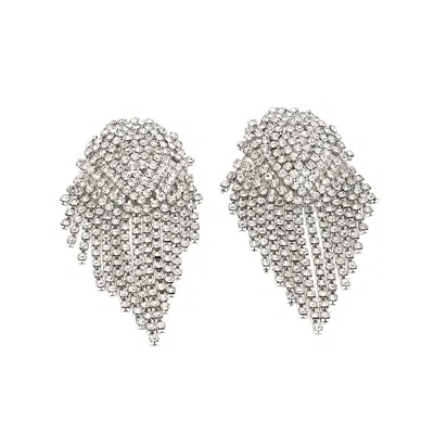 Sohi Women Silver Coloured Drop Earrings