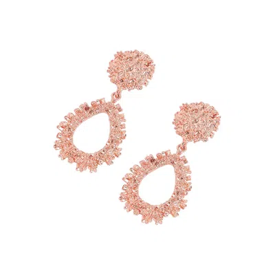 Sohi Women's Silver Corroded Drop Earrings In Gold