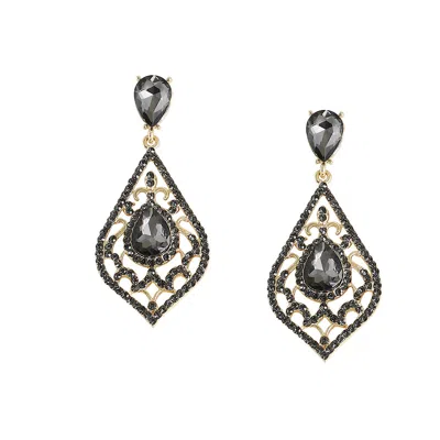 Sohi Women's Silver Dazzling Drop Earrings In Black