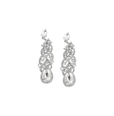 Sohi Women's Silver Dazzling Drop Earrings