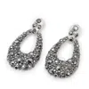 Sohi Women's Silver Embellished Cluster Teardrop Earrings In Silver