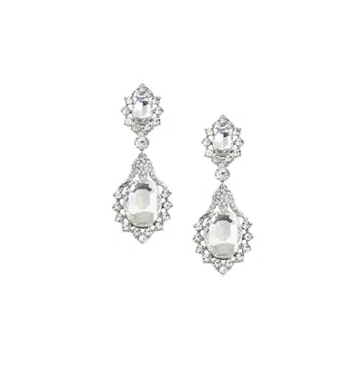 Sohi Women's Silver Embellished Drop Earrings