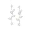 Sohi Women's Silver Embellished Foliage Drop Earrings In Metallic