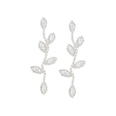 Sohi Women's Silver Embellished Foliage Drop Earrings In Metallic