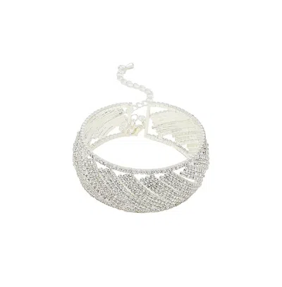Sohi Women's Silver Embellished Statement Bracelet