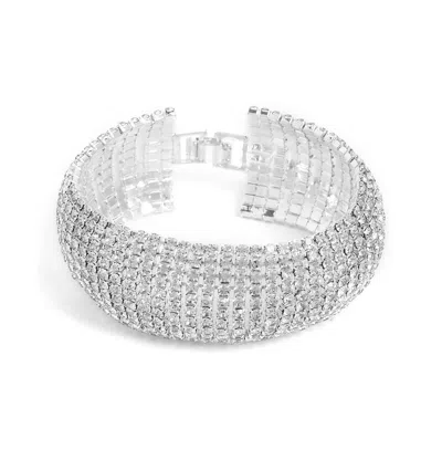 Sohi Women's Silver Embellished Statement Bracelet In Brown