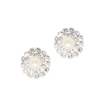 Sohi Women's Silver Embellished Stud Earrings