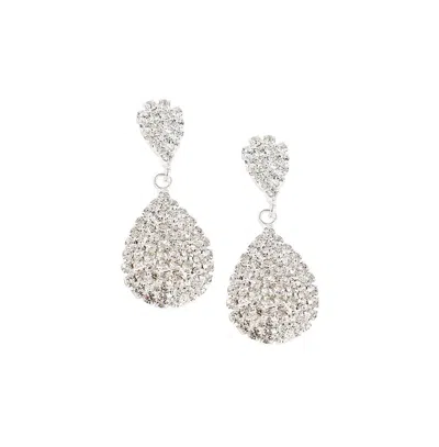 Sohi Women's Silver Embellished Teardrop Earrings