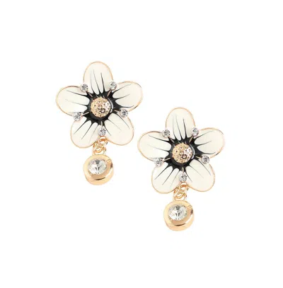 Sohi Women's Silver Flower Drop Earrings
